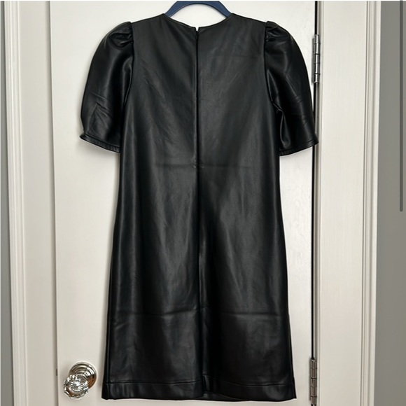 Loft Faux Leather Puff Sleeve Dress - Picture 2 of 3